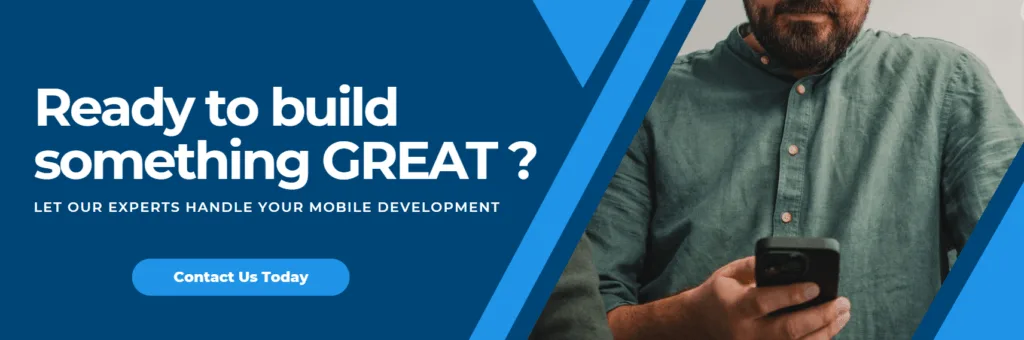 call to action banner with a man with a mobile in hand